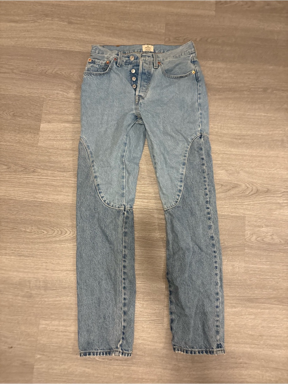 Levi's Two-Tone Light Blue Patchwork Straight Leg Jeans